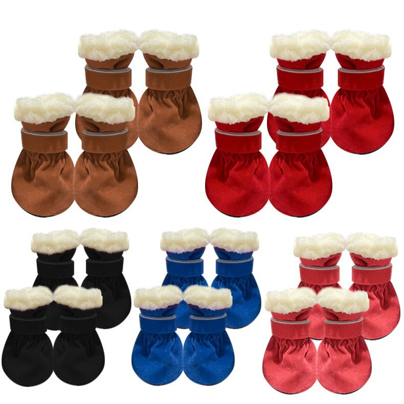 Wholesale Dog Winter Shoes Boots Anti Slip Thickened Velvet Boots for Puppy Small Dogs