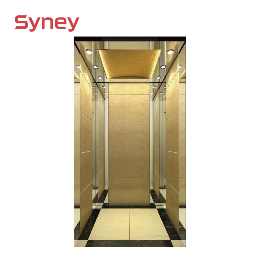Cost Price Gold Mirror Stainless Steel Passenger Home Residential Elevator Lift Supplier in China