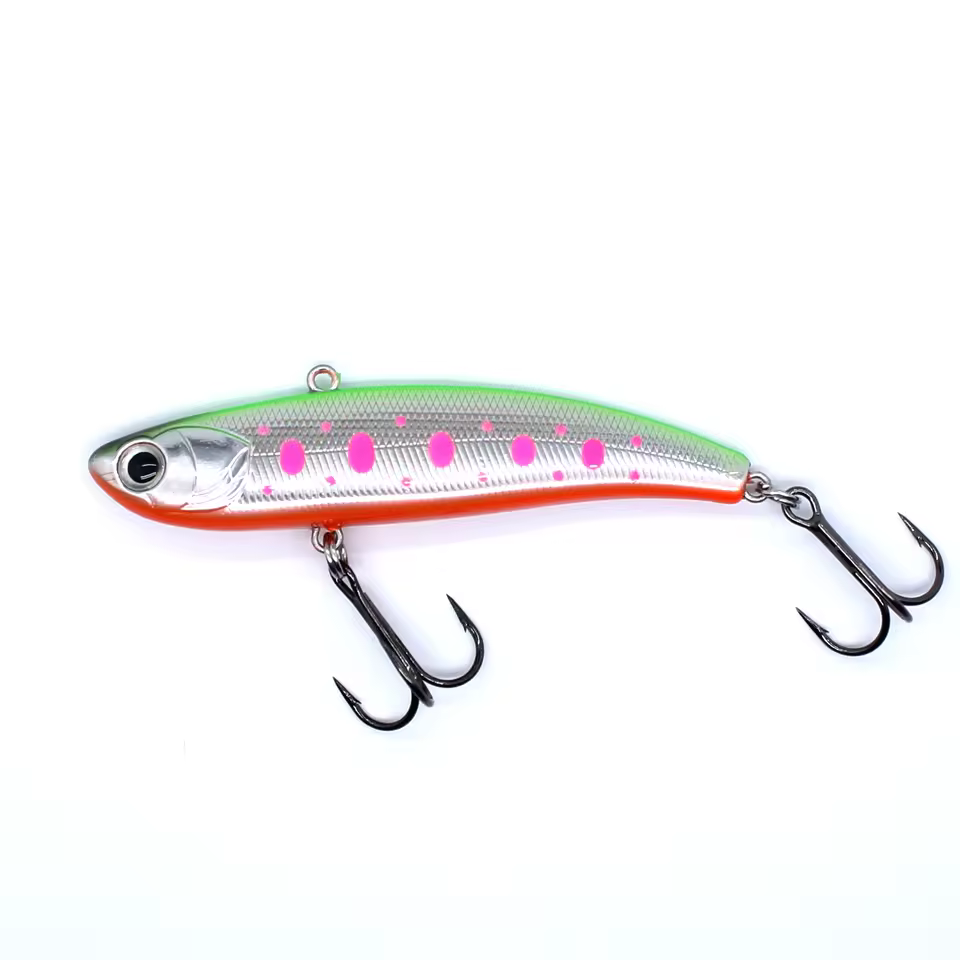 Stocked Sinking Vib Lure 90mm 29g Hard Bait Ice Fishing Vibration Lure Vmc Hook Fluorescent Uv Glowing