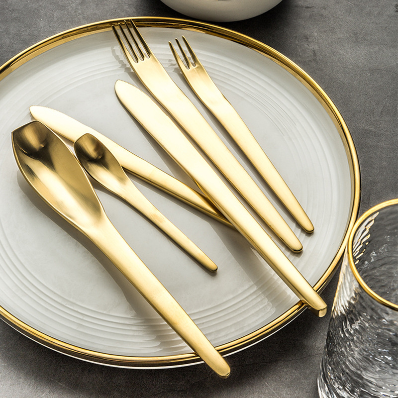 Fast Shipping Black Golden Stainless Steel Cutlery Set