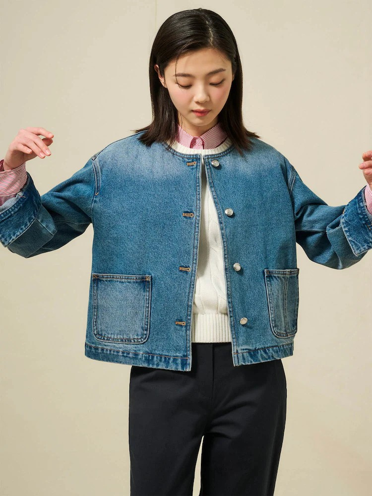 OEM Women's Denim Jean Jacket Women Casual Outwear Fall Jacket Denim Button up Coat Oversize Denim Jacket for Ladies
