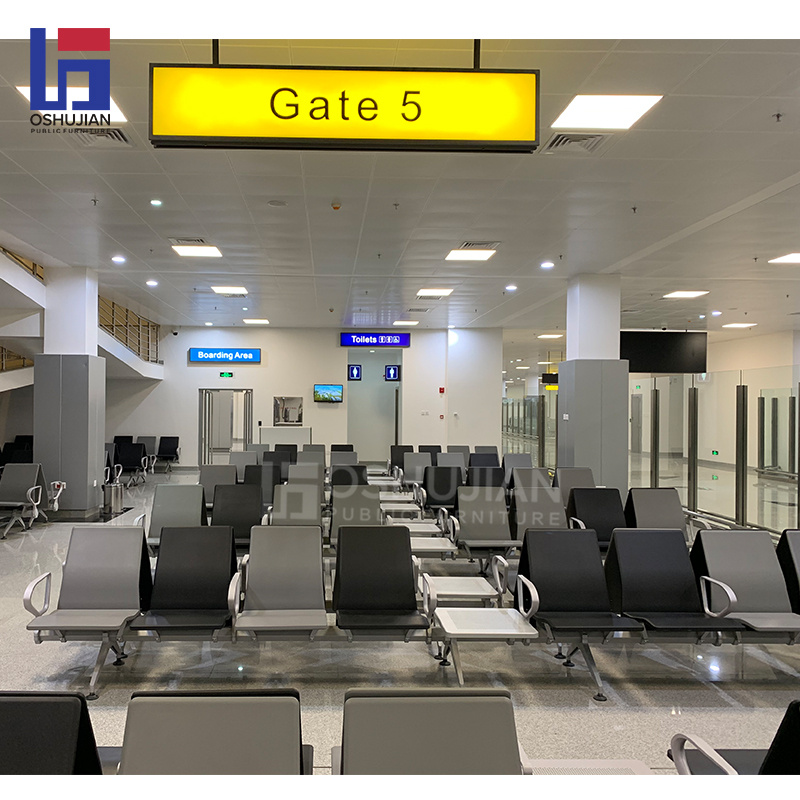 Outdoor Furniture Airport Waiting Room Row Chair Metal Beam Seating PU Hospital Ergonomic Waiting Chair 3 Seater Hospital Chair