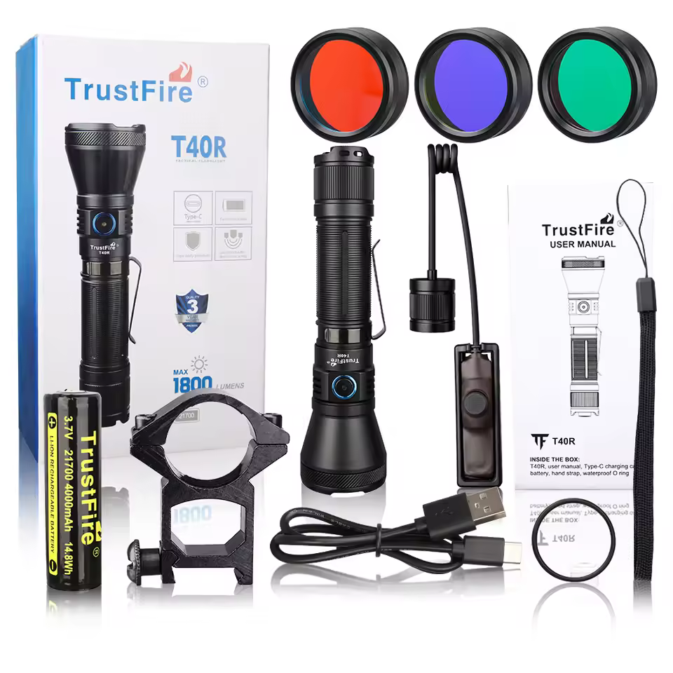 Super Strong Flash Light Trustfire T40r 3200k-5600k Tactical Lantern Water Proof Lights Long Range 550m Hunting Flashlight