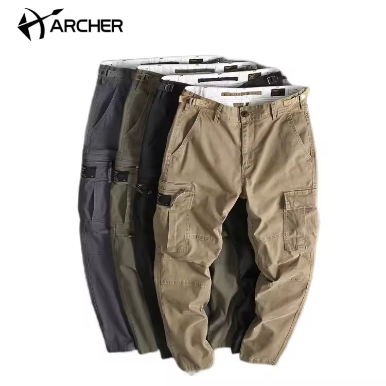 Factory Direct Fall Breathable Men's Cargo Pants 100% Cotton Pants Multi-pockets Men Work Street Wear