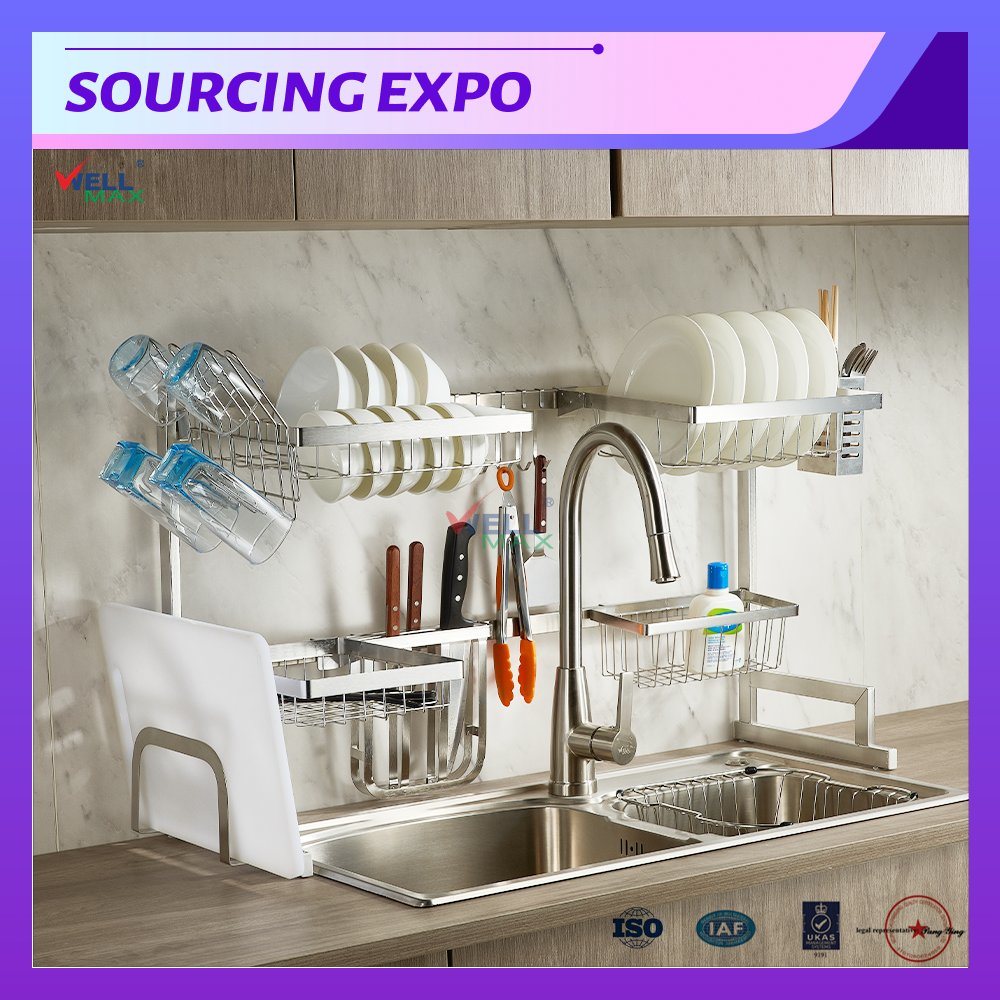 Wellmax Kitchen Accessories Kitchenware Gadget Organ Utensils Dish Plates Drying Storage Draining Over Sink Rack
