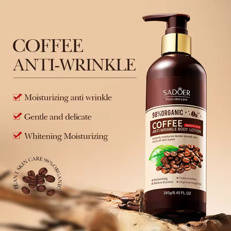 High Quality Sadoer Deep Moisturizing Refreshing Easy To Absorb Improving Roughness Anti-aging Coffee Anti Wrinkle Body Lotion