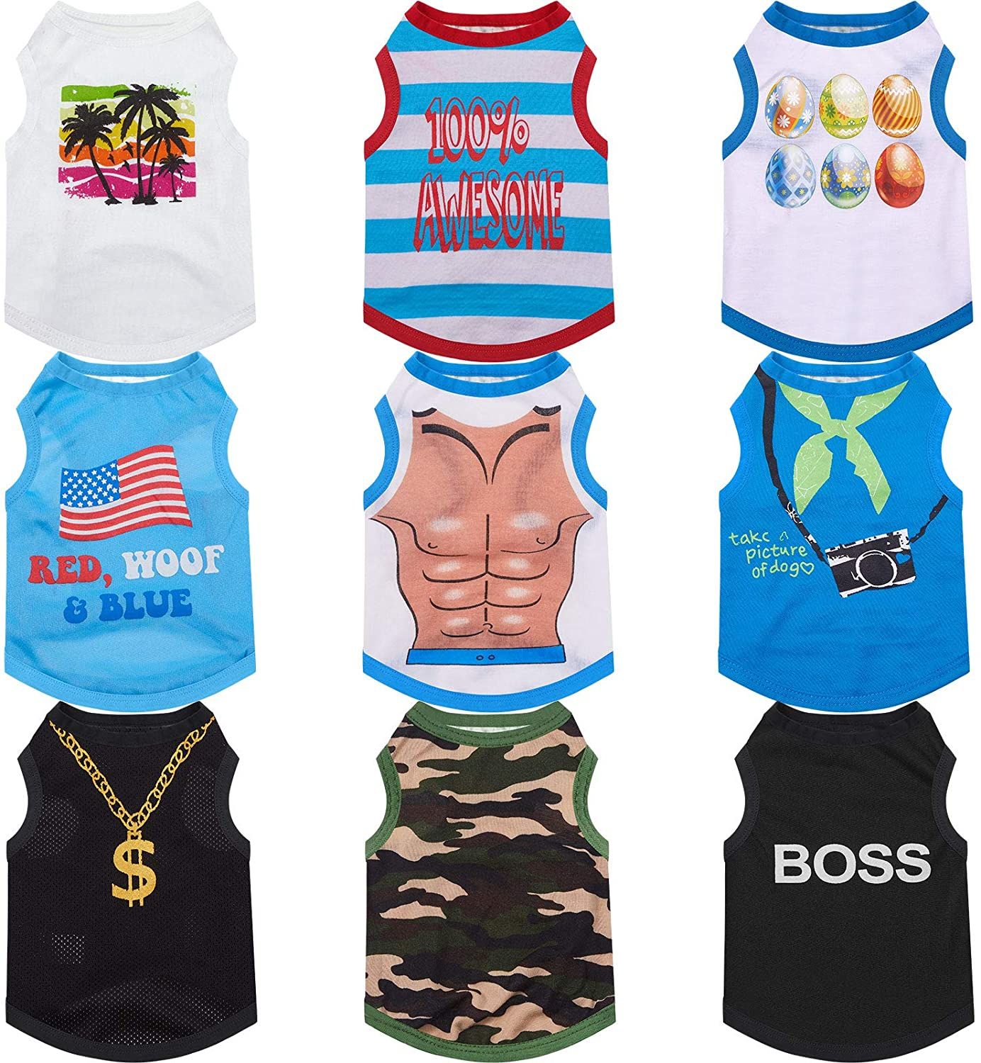 Printed Pet Shirt Summer Pet T Shirt Cool Puppy Shirts Cotton Dog T-Shirts Soft Breathable Dog Sweatshirt