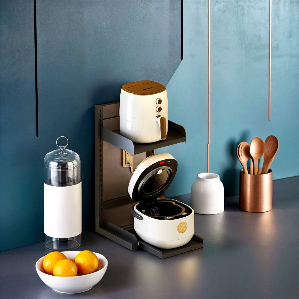 Two-Layer Tableware Organizer Reinforced Frame Kitchen Appliance Storage Solutions Microwave Shelf