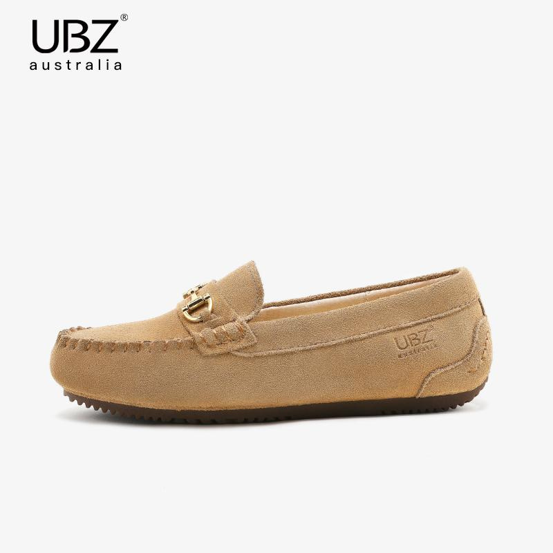 2024 New Style Cow Suede Leather Waterproof Buckle Style Flat Slip-on Mocassins Shoes for Women