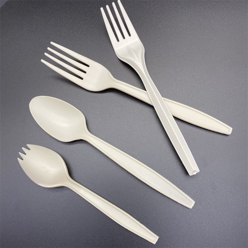 Eco Friendly Disposable Cornstarch Cutlery Set Compostable Knives Forks Spoons for Takeout Fast Food Catering