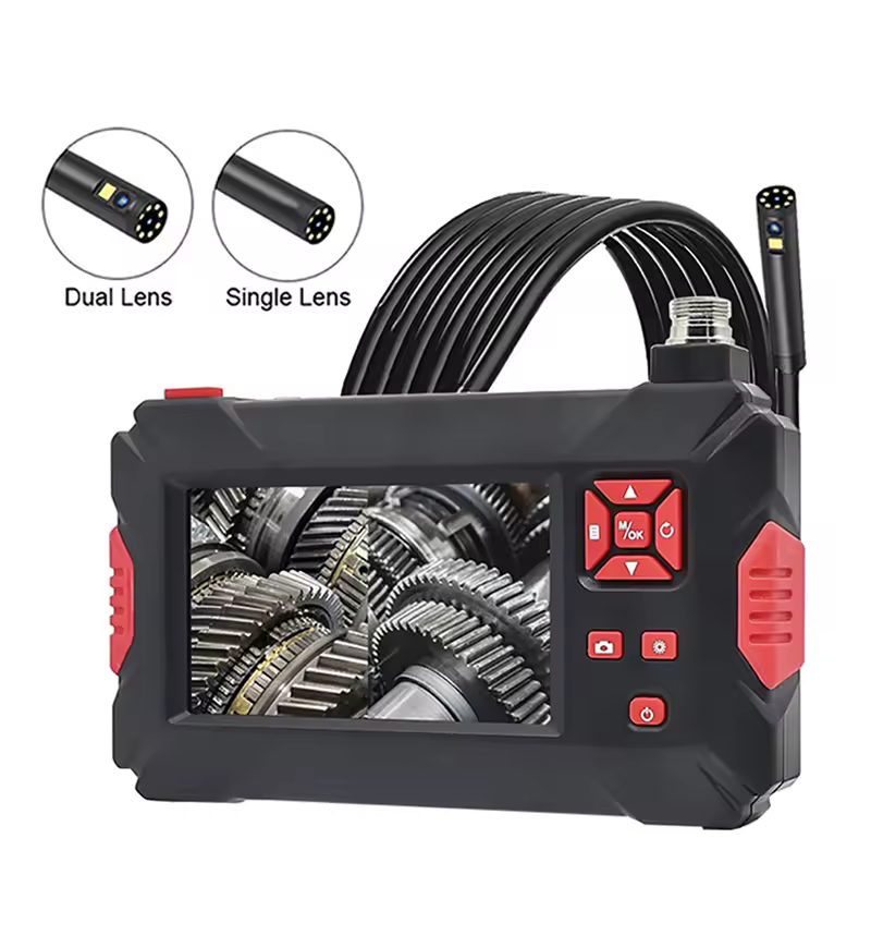 Dual Lens Industrial Endoscope 4.3 Inch Ips Screen Handhold Inspection Borescope Monitor Snake Camera Ip68 Waterproof 2600mah