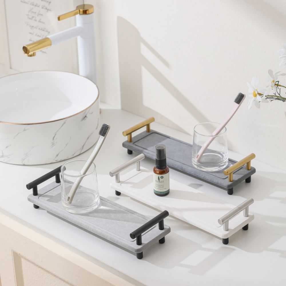 Diatomaceous Earth Bathroom Supplies Organizer, Absorbent Instant Drying Sink Ball Tank, Diatomaceous Earth Tray Organizer