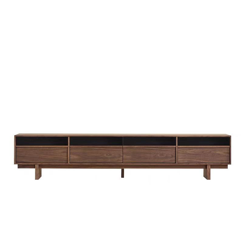 Tall Black Walnut 3-Drawer TV Stand