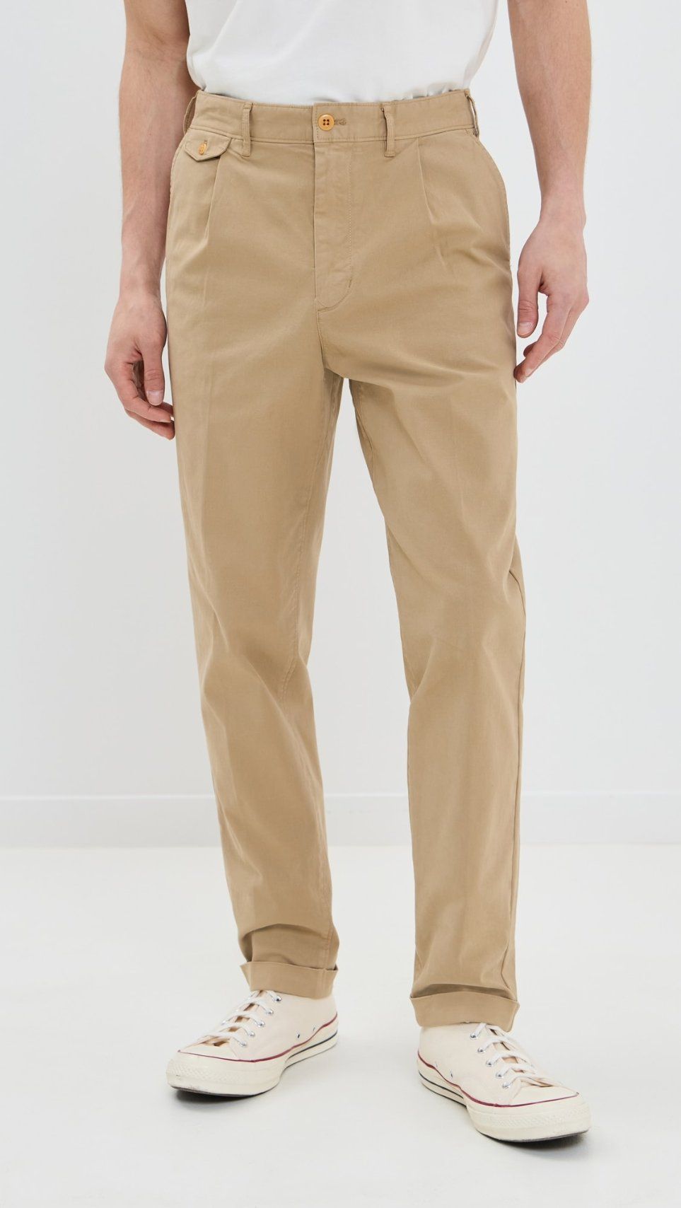 Men High Quality Premium Cotton Twill Stretchable Long Chinos Pants with Pleated Front