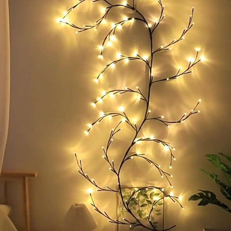144LEDs Romantic Fairy Willow Vine Light String Holiday Rattan Twig Garland Light for New Year Wedding Xmas Valentine's Day Decor