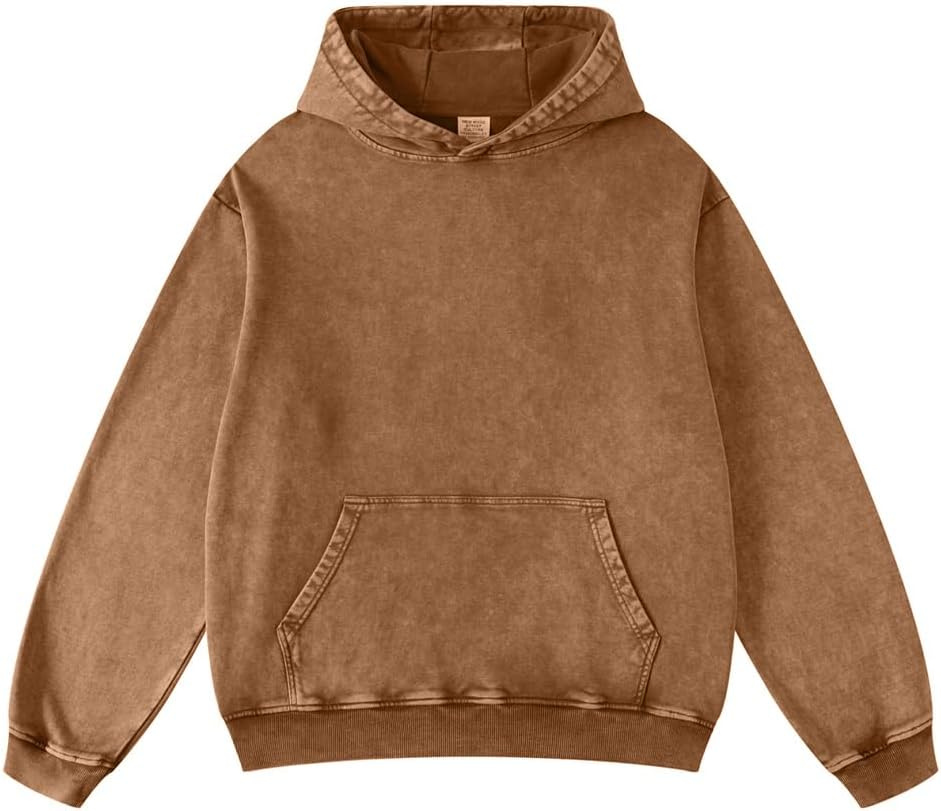 Unisex Oversized Hoodie Terry Heavyweight Hoodies Pullover Vintage Acid Wash Hoodie Sweatshirts Streetwear