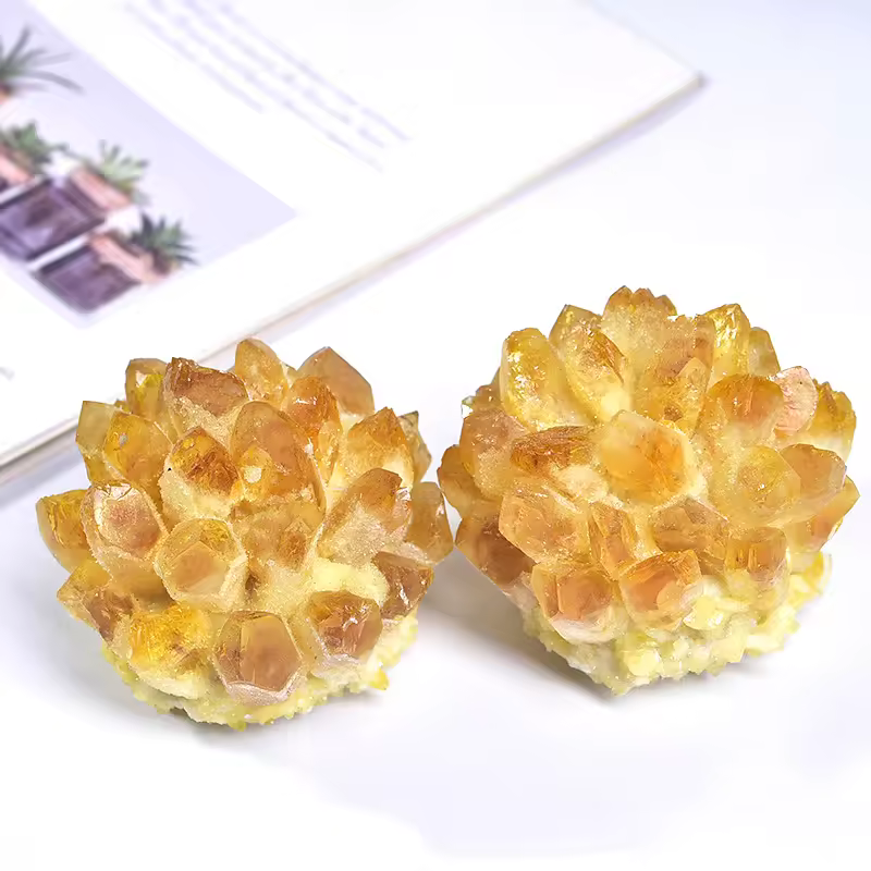 Wholesale Natural Yellow Phantom Crystal Citrine Cluster Original Mineral Decorative Healing