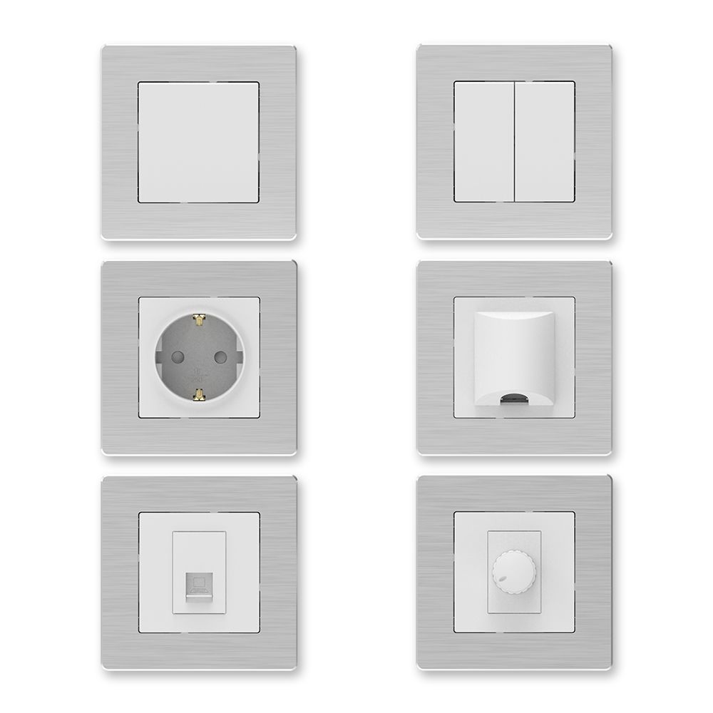 EU European Wall Socket Black White PC Aluminum Light Switch Home Decoration