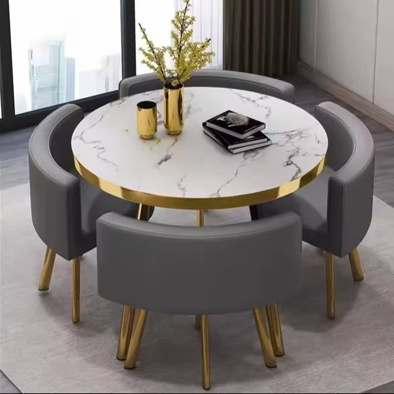 Factory Latest Creative Simple Leisure Round Table Negotiation Table And Chair Combination Round Dining Table Set 4 Chairs