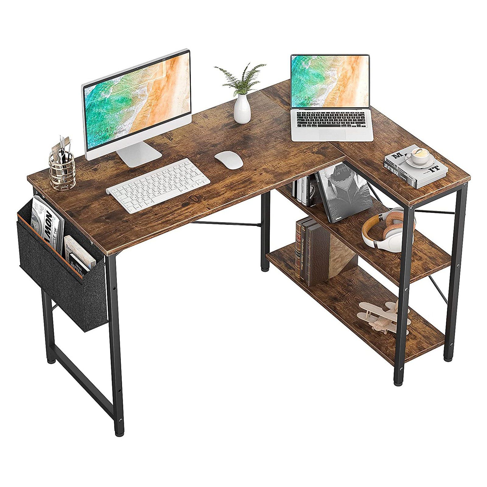 Wooden Computer Desk Office Table Furniture with Bookshelf Computer Gaming Desk