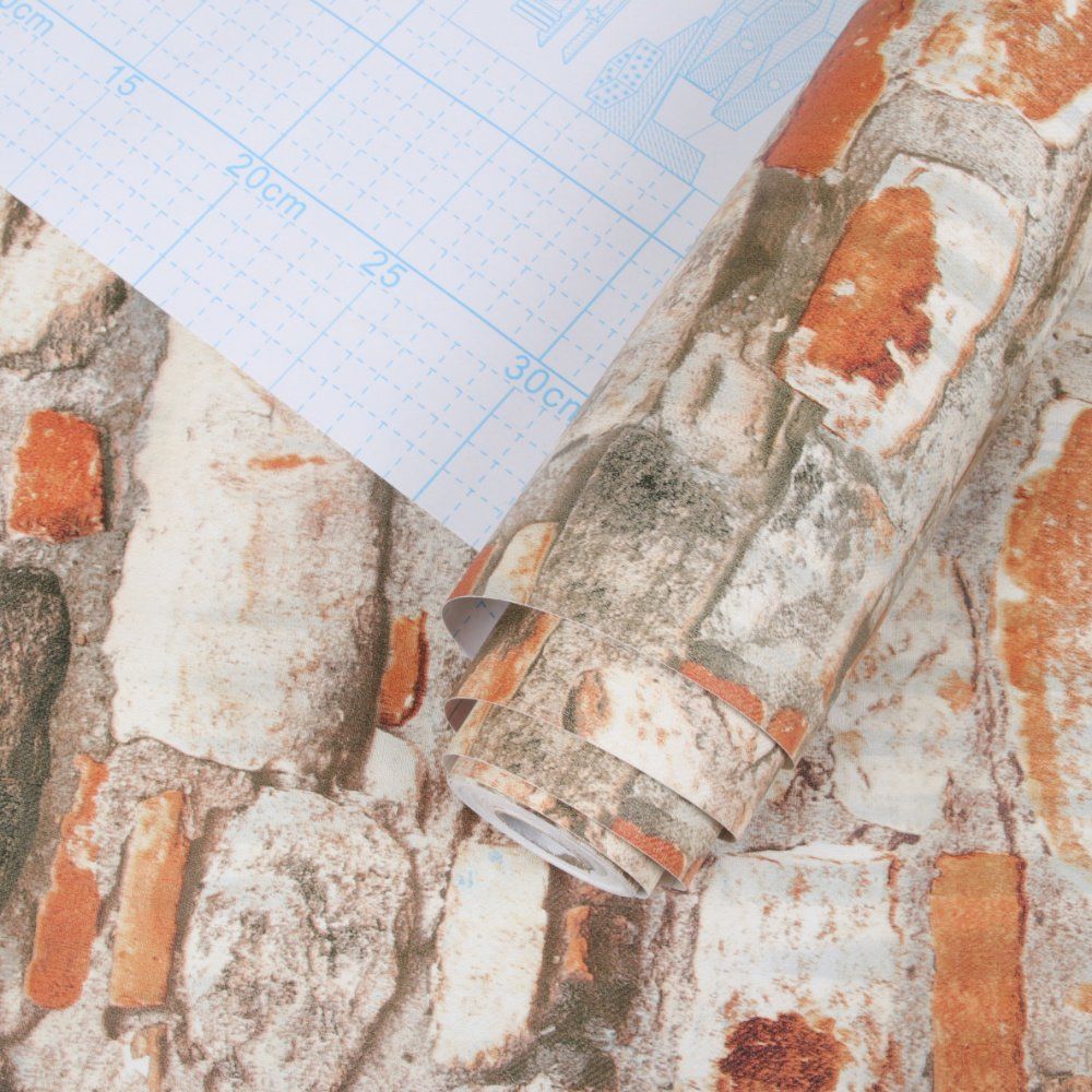 Cheap DIY Brick Stone Peel Stick Wall Covering Furniture Decoration Wallpaper**%off