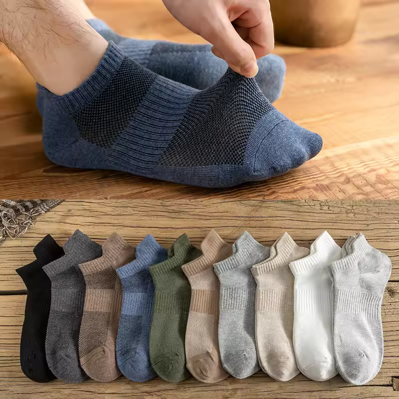 Cotton Low Cut Socks Solid Mesh Breathable Stocking Ankle Invisible Boats Socks Men Cotton Short Socks