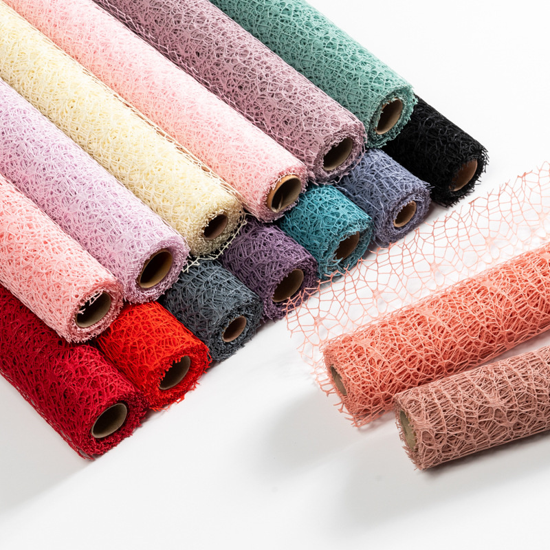 100% Polyester Flower Floral Wrapping Decorative Fabric Cloth Deco Tulle Table Cloth Decoration Roll Flower Packaging