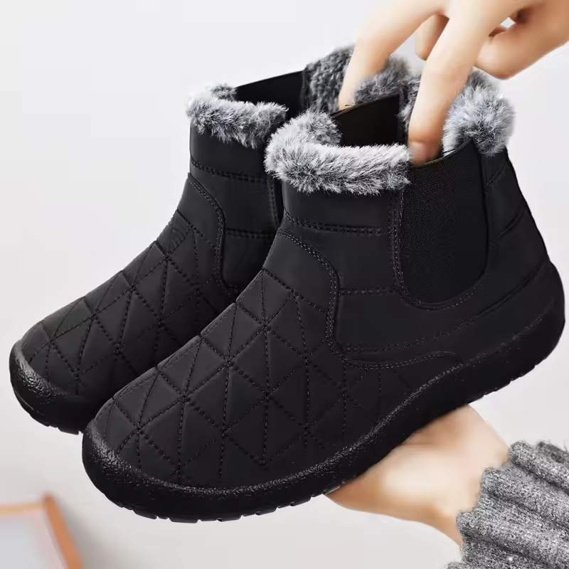 Wholesale Women Rain Boots Lining And Thickening Snow Boots Cold And Warmth Soft Pu Sole Boots Solid Color Export Women's Shoes