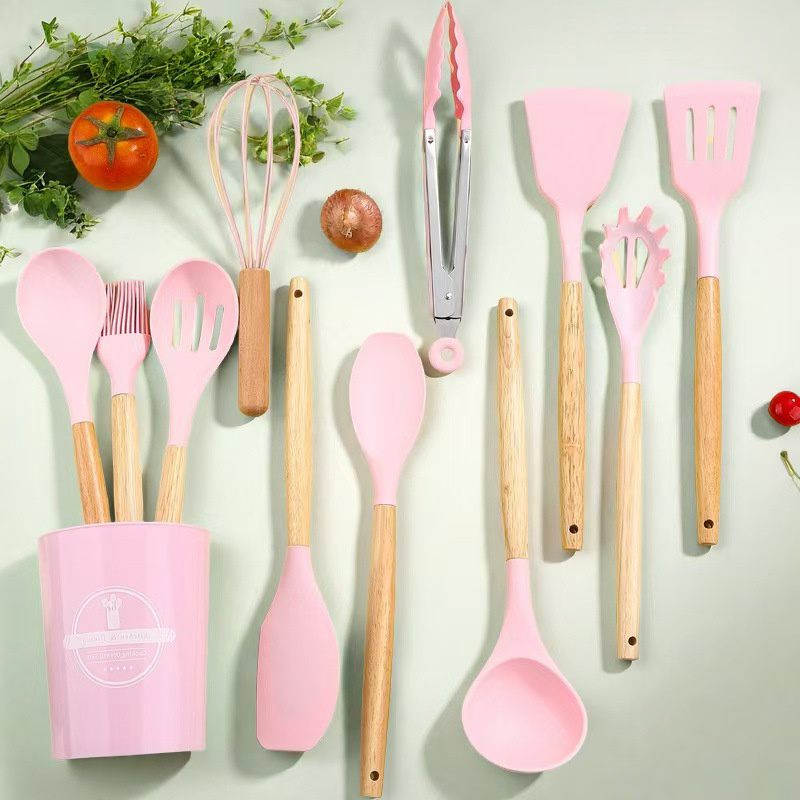18-Piece Silicone Holder Kitchenware Set Nonstick Cookware Tools Home Kitchen Accessories for Easy Grip Cooking Utensils