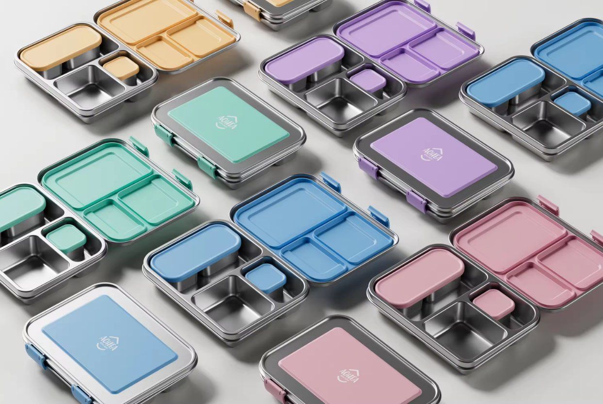 Aohea Microave Safe Kids Lunchbox Bento Box for Kids Green Stainless Steel Lunch Box Leakproof Condiment Container Bento Box for Children for Children