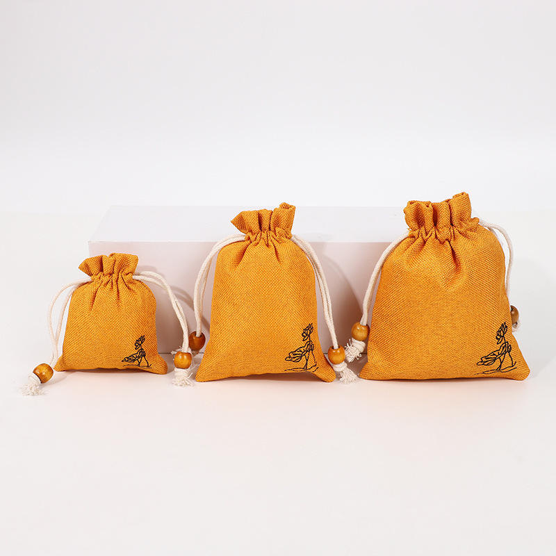 100PCS/Lot 8X10 10X14 12X15cm Jute Gift Bags Small Jewelry Pouches Burlap Drawstring Bags Cotton Linen Packaging Gift Bags