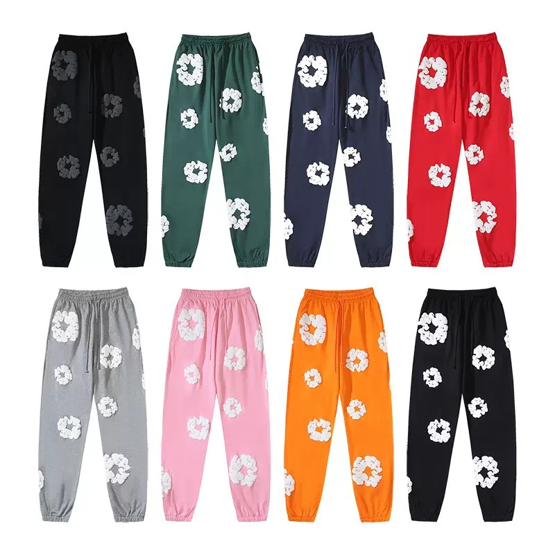 Denim Tears Pink Pants & Hoodies: Casual Cotton Pants with Hoodie/ Hooded Sweatshirts, Comfort and Fashionable Streetwear Hoodie Style in One