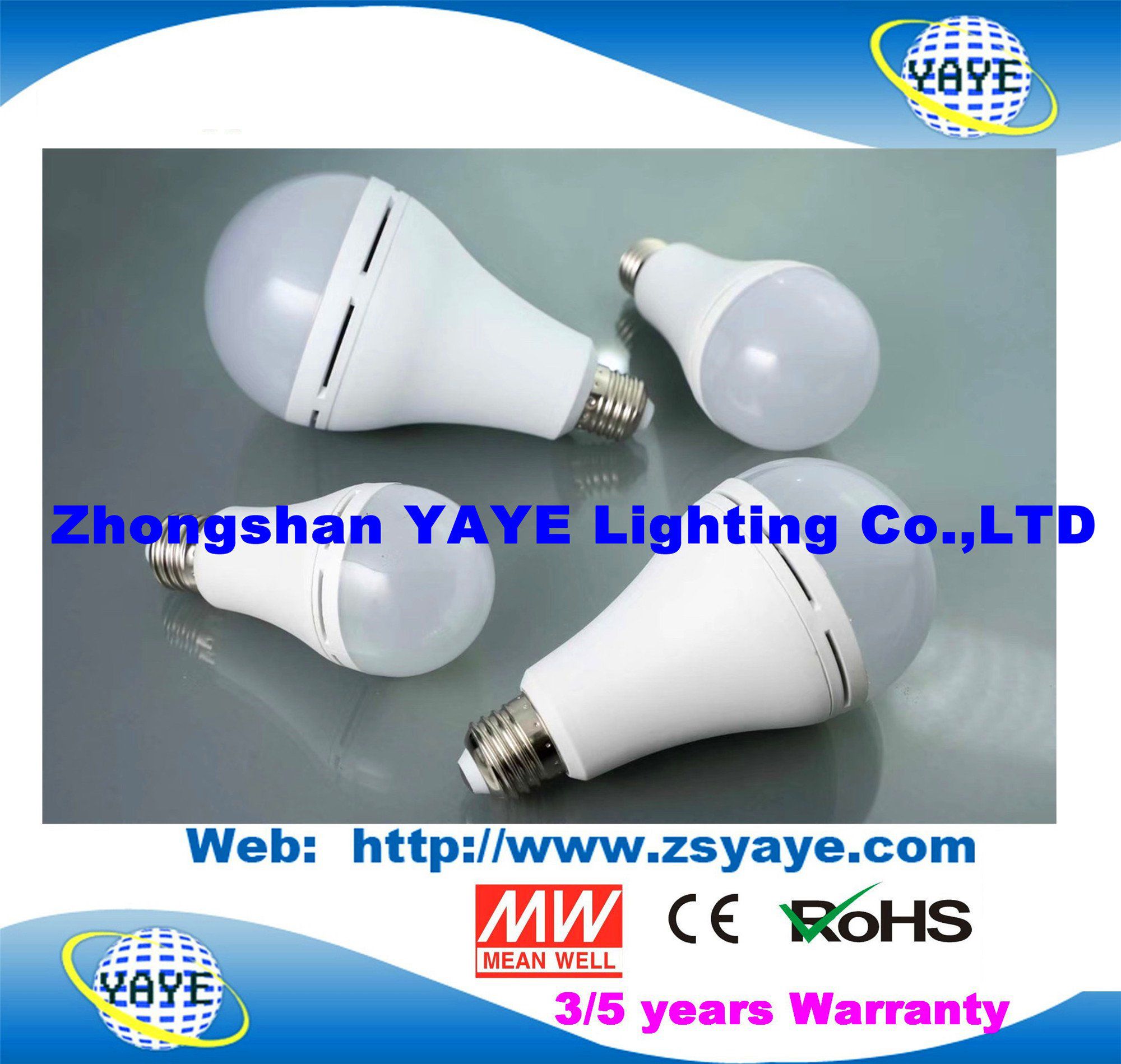 Yaye 18 Hot Sell E27/B22 Smart LED Emergency Light Bulb E27 Rechargeable LED Bulb with 5W/7W/9W/12W15W/18W