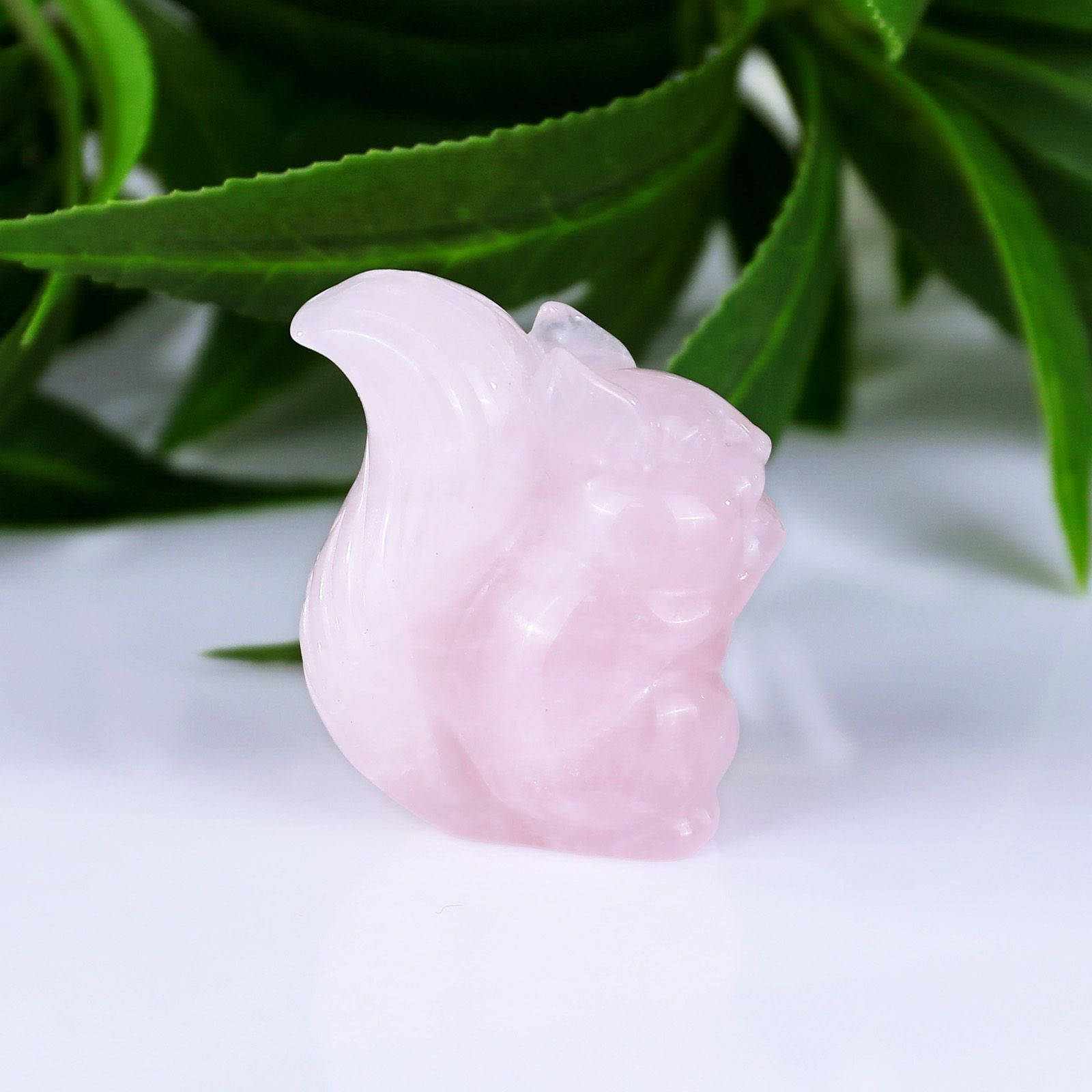2 inch Rose Quartz Squirrels Hand-Carved Natural Crystal Mini Sculpture Ornament Figurine