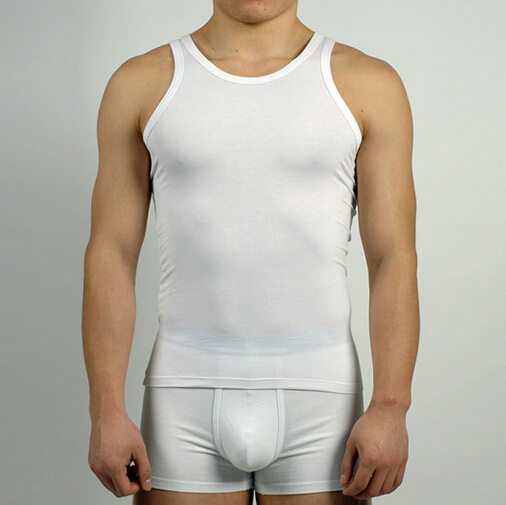 Customize 100%Cotton Sexy Men White Tank