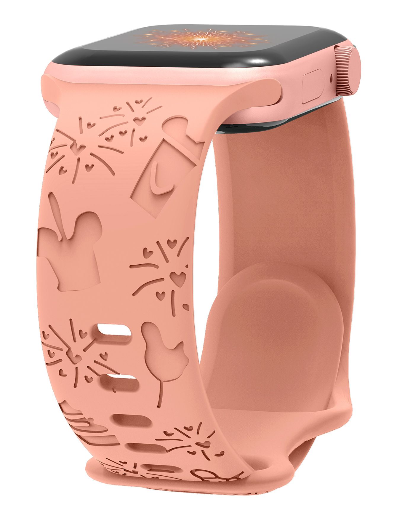 Dual Color Engraved Flower Silicone Watch Band Strap for Apple I Watch S8 in Stock