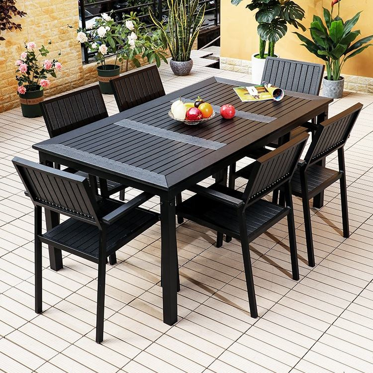 Low MOQ Plastic Wooden Garden Furniture Outdoor Patio Table and Chair