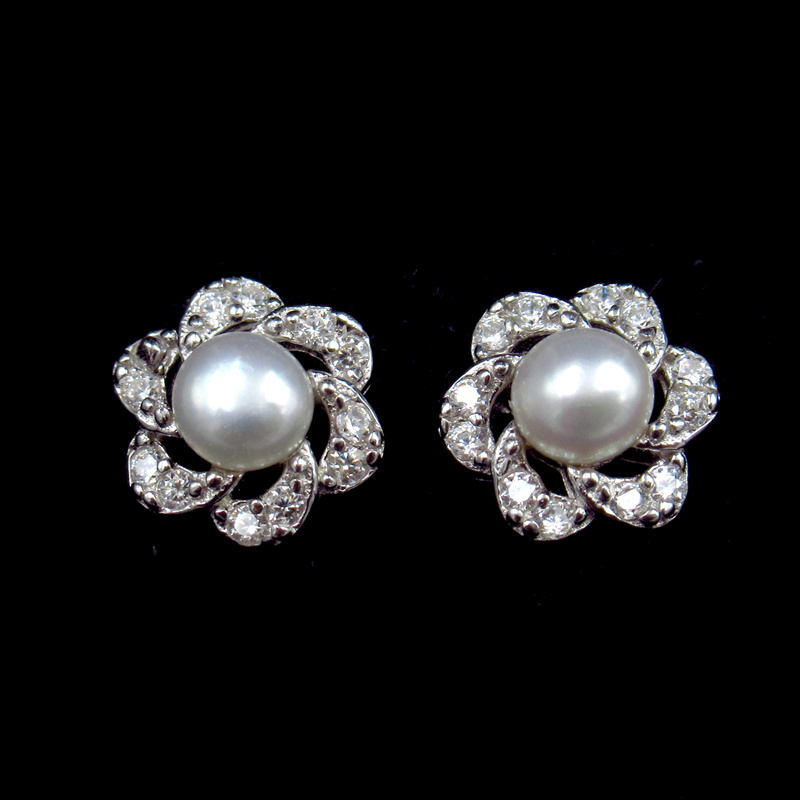 Fashion Silver Sunshine Beads Jewelry Real Pearl Earrings for Women