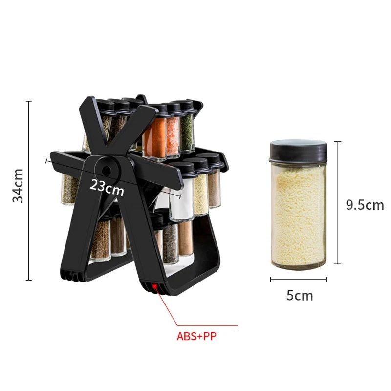 Rotating Spice Rack Kitchen Organizer 360 Degree Rotating Glass Spice Jar Bottle Storage Rack Kitchen Accessories