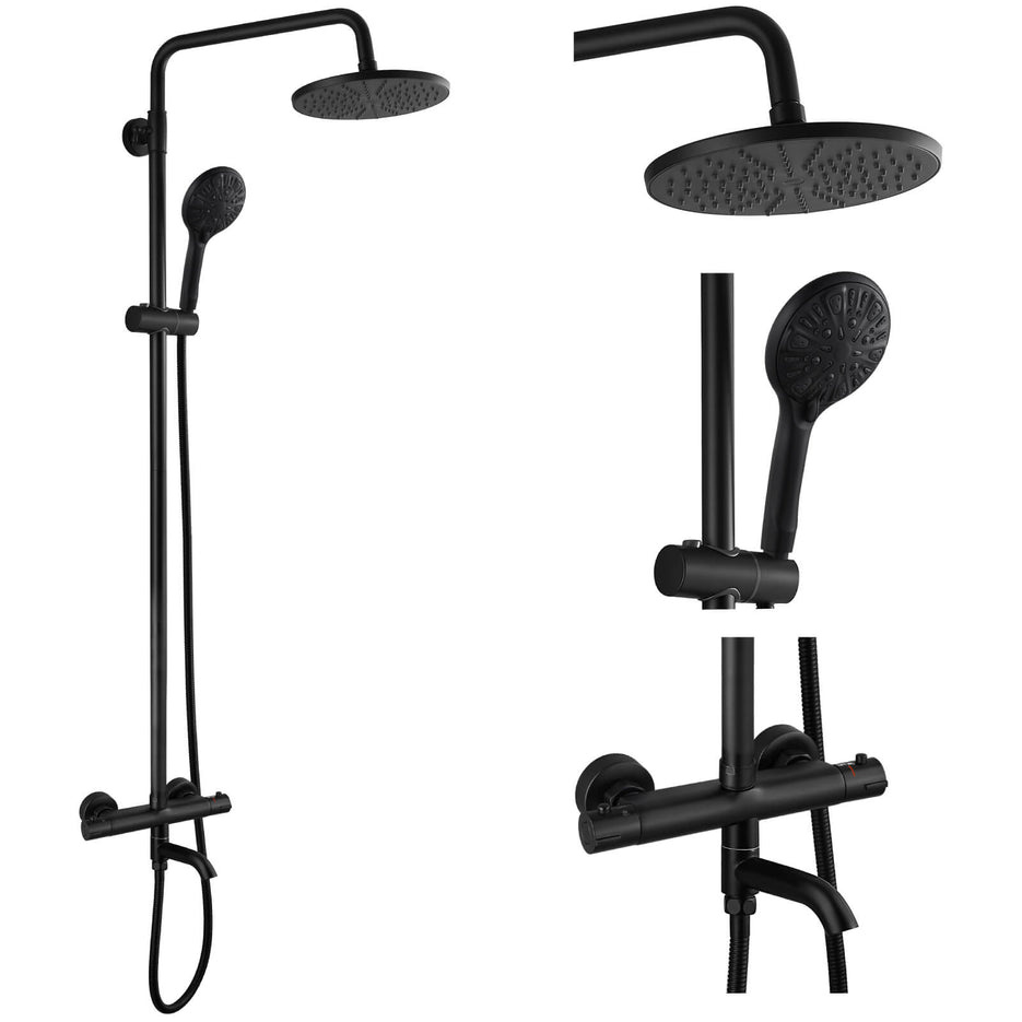 SUS 304 Stainless Steel 10 Inch Rainfall Outdoor Shower Fixture with Shower Head and Adjustable Slide Bar