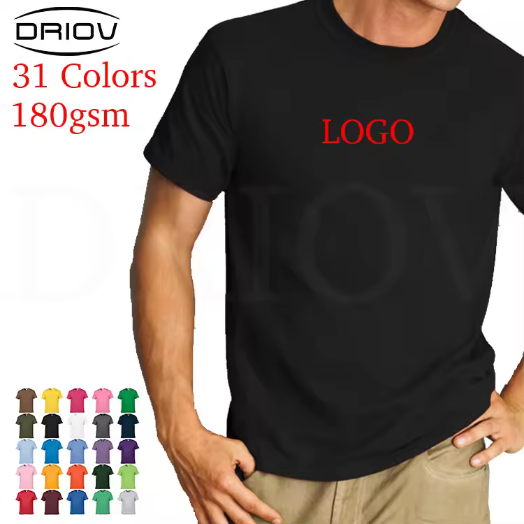 Cheap 180g Oversize 31colors T Shirts Unisex Summer Breathable Crew Neck Short Sleeve Tshirts Custom Solid Mens Tee Shirt