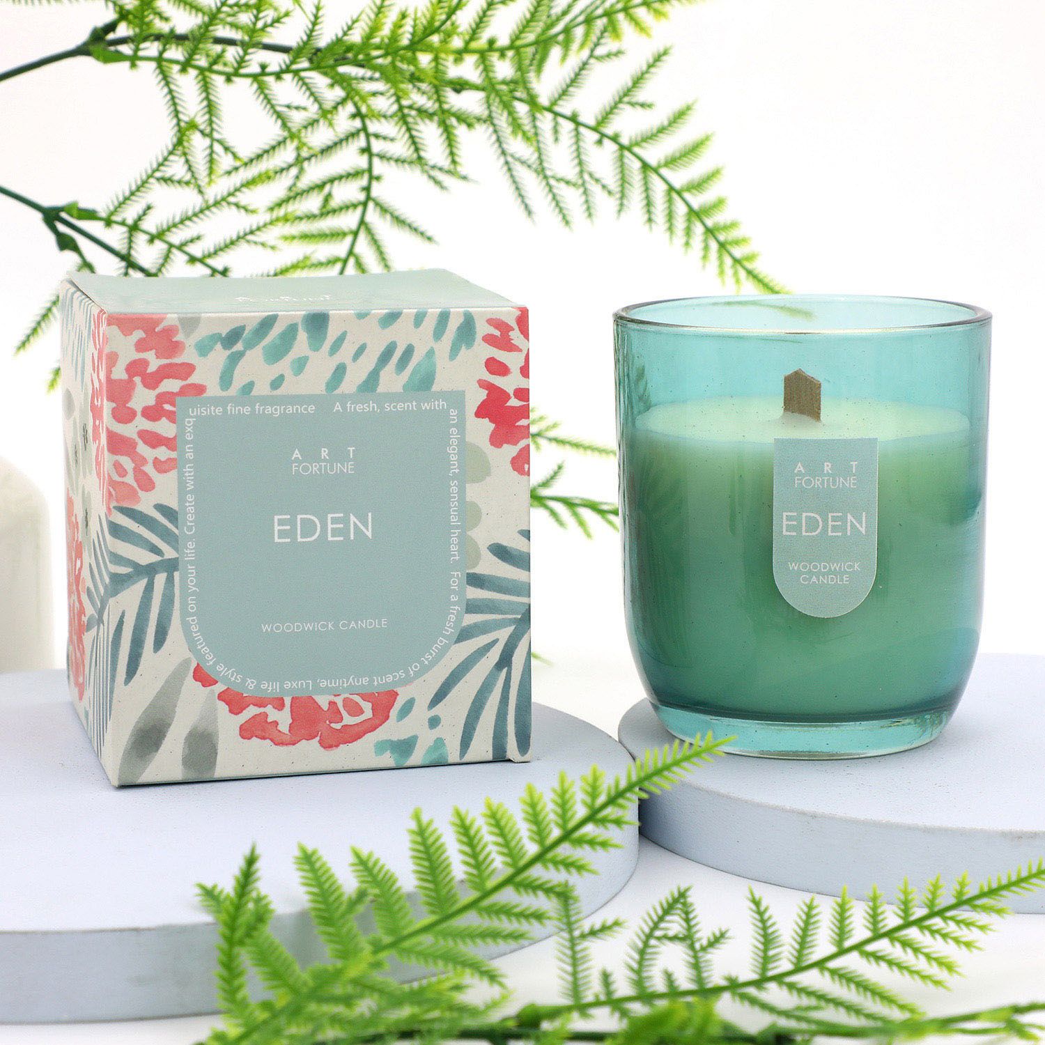 Wholesale Soy Wax Scented Glass Candle with Wooden Wick for Home Decor