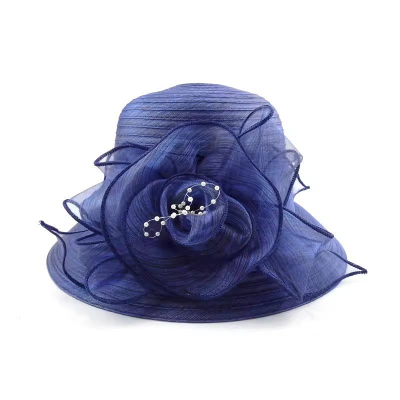 Stock Design Wholesale Organza Party Hats Summer Flower Ladies Sinamay Church Hats