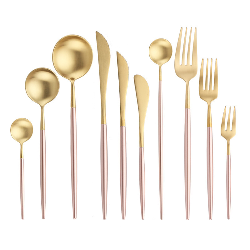 Paibee 18/10 PVD Titanium Cutlery Restaurant Luxury Wedding Flatware Matte Gold