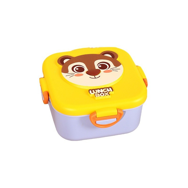 800 Ml BPA Free Square Animal Design Children Plastic Lunch Box Travel Microwave Safe Tiffin Food Storage Box