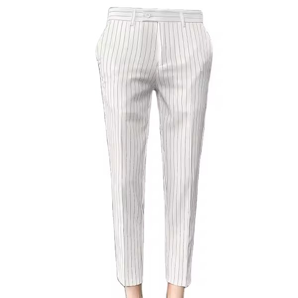 Men's Summer Thin Striped Cropped Pants With Slim Fit And Small Feet,Korean Version Of Cropped Trousers