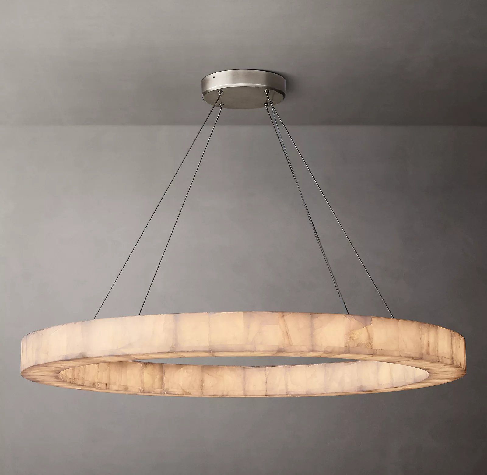 Minimalist Calcite Alabaster Stone Pendant LED Lighting Rivage Round Chandelier