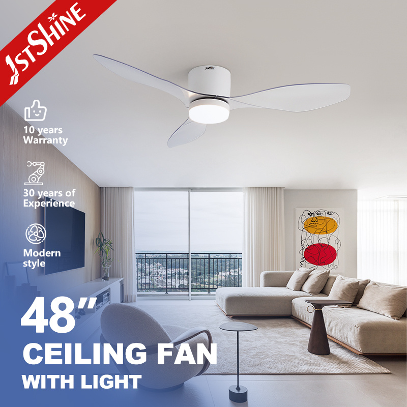1stshine Ceiling Fan Transparent Blade DC Motor Flush Mount ABS Ceiling Fan 2in1 Lighting