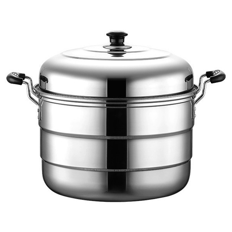 High Quality Stainless Steel Steamer 3 Layers Food Steamer Large Capacity Cooking Soup Pot Steamer