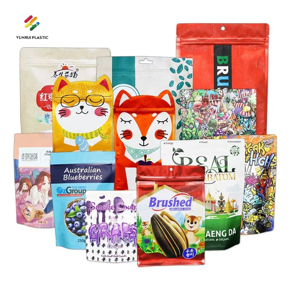 Zipper Mylar Plastic Printed Package Aluminum Foil Pet Food Dog Cat Pouch Doypack Packaging Zip Lock Printing Stand up Storage Snack Tea Coffee Biscuits Bag